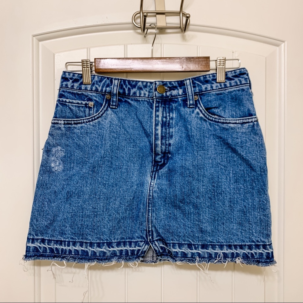 Free People Dark Wash Jean Mini Skirt